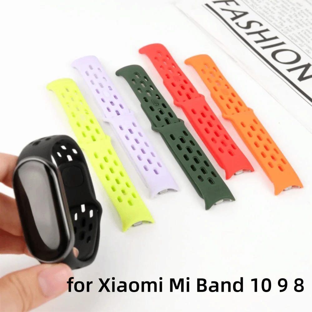 New Soft TPU Strap Breathable Replacement Smart Watch Band Accessories Sport Bracelet Wristband Belt for Mi Band 10 9 8