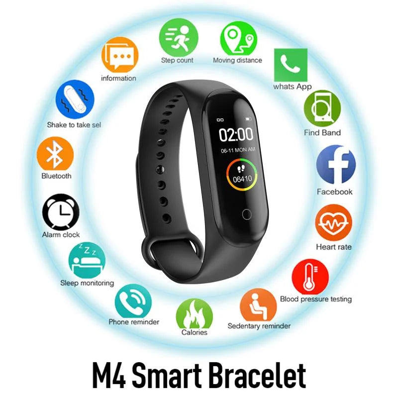 M4 Smart Watch Smart Wristband IP65 Waterproof Watch Blood Pressure Heart Rate Monitor Fitness Tracker Smart Sports Bracelet