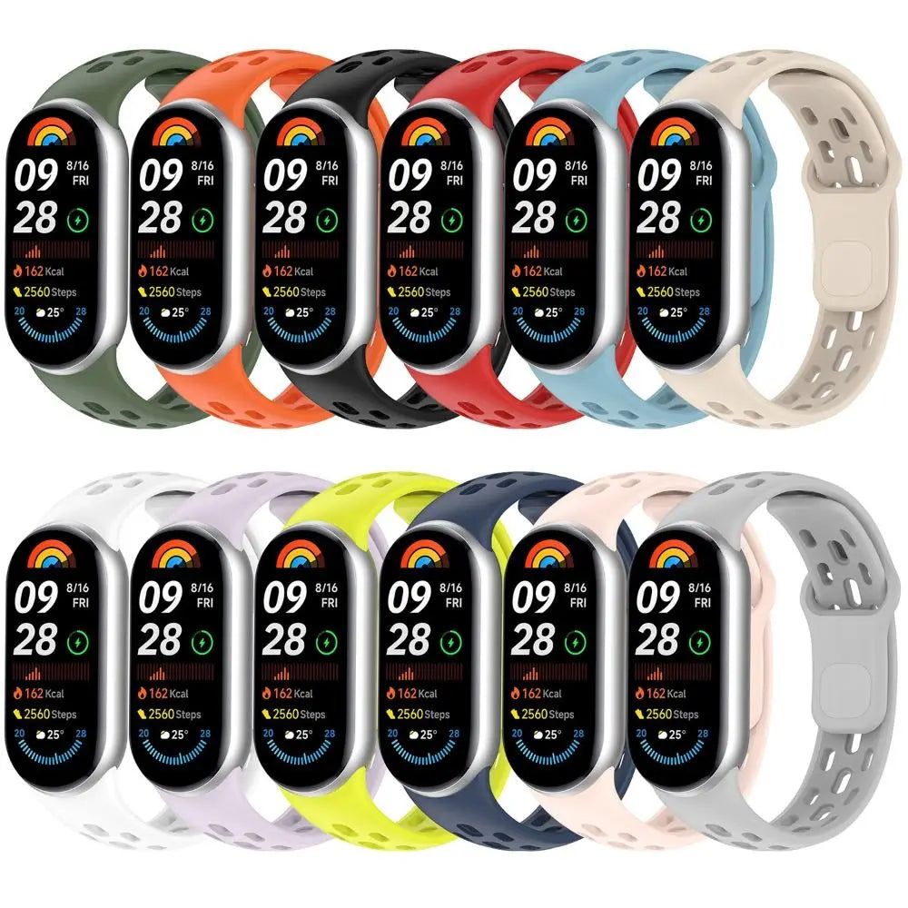 New Soft TPU Strap Breathable Replacement Smart Watch Band Accessories Sport Bracelet Wristband Belt for Mi Band 10 9 8