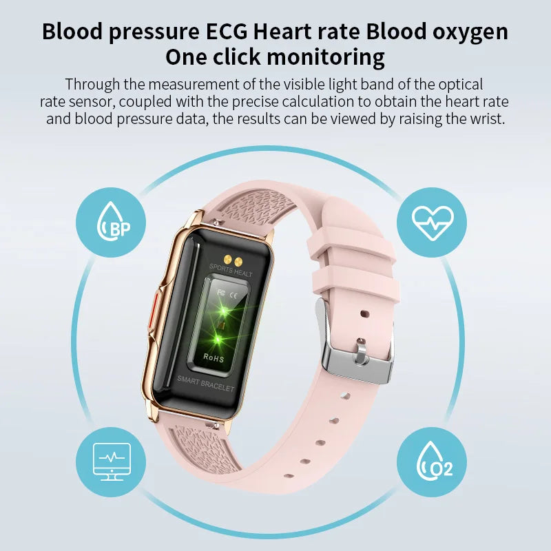 Smart Bracelet Women Smartwatch Men Heart Rate Blood Oxygen Waterproof Sport Smart Band Watch For Xiaomi Android IOS Ladies+Gift